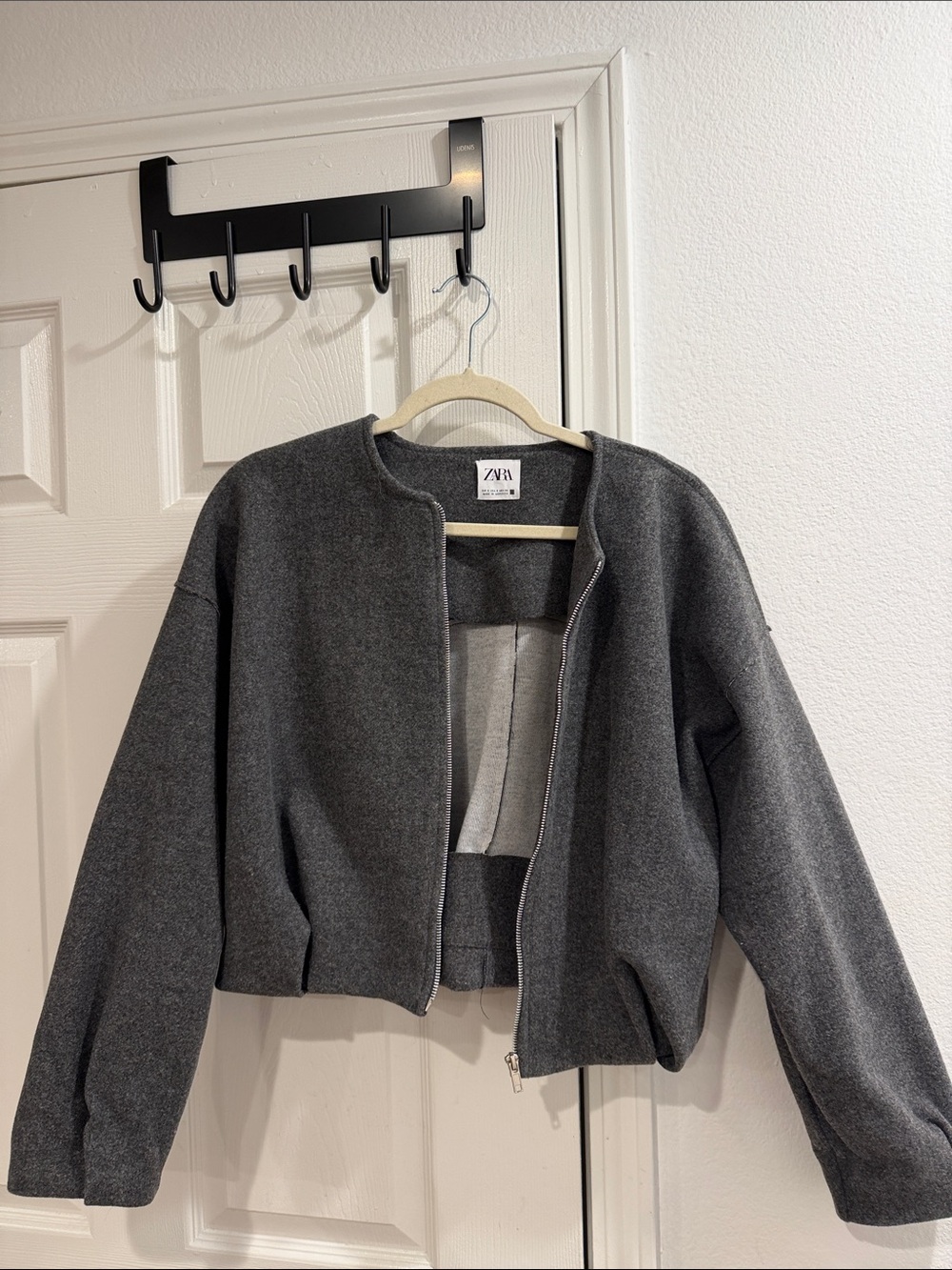 Zara Charcoal Cropped Zip Jacket